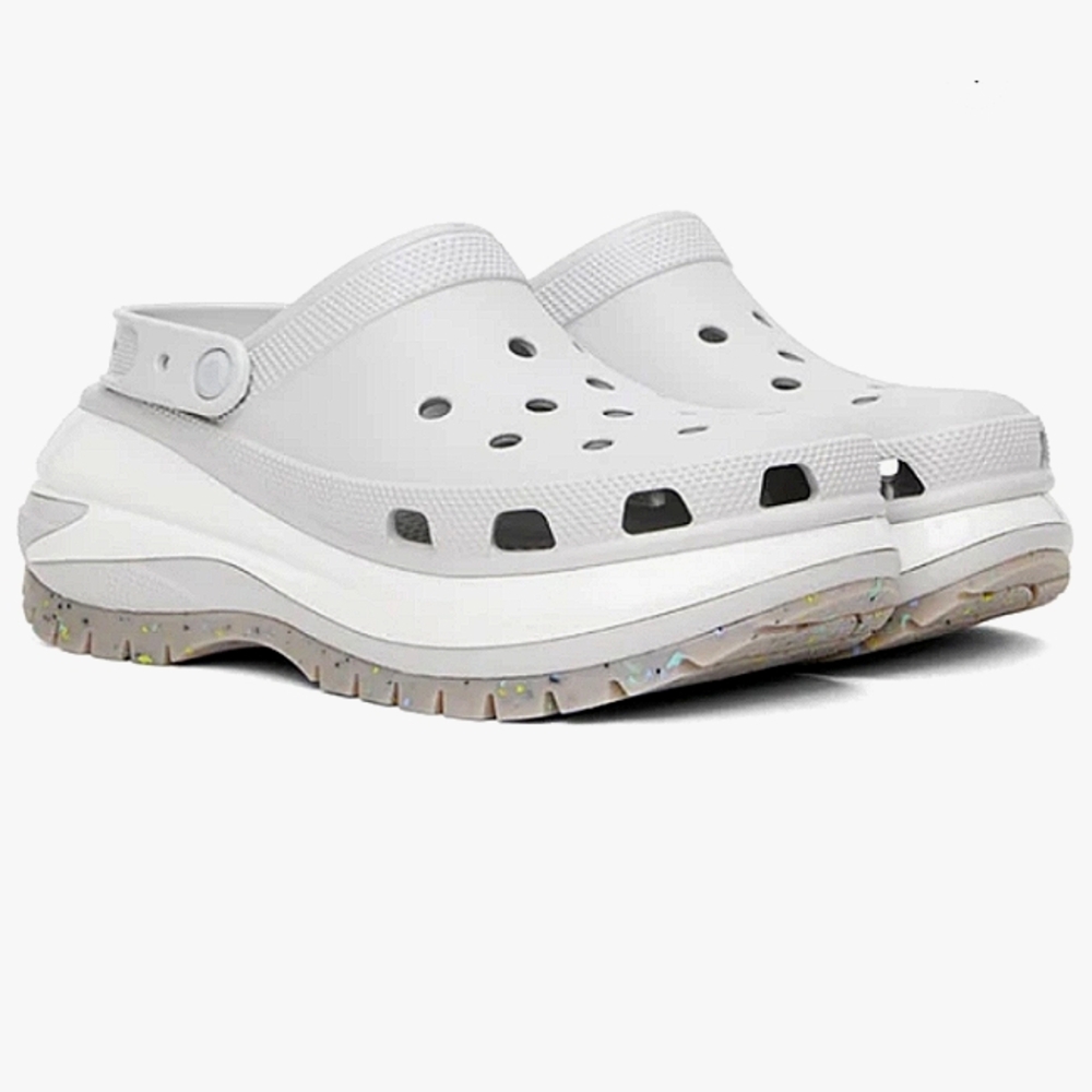 CROCS Gray and White Mules